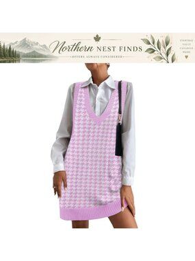 Sleeveless V Neck Knitted Sweater Vest Pullover with Pockets